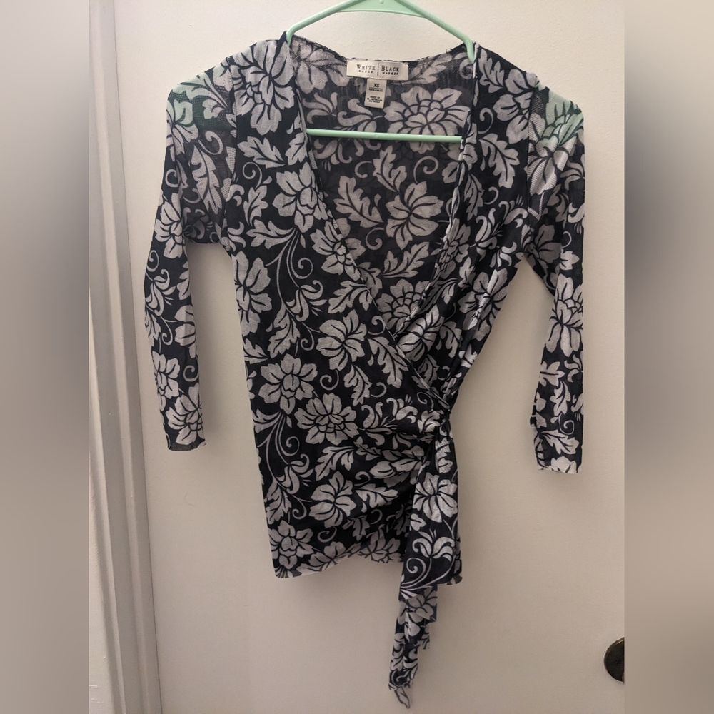 White House Black Market XS sheer mesh blouse